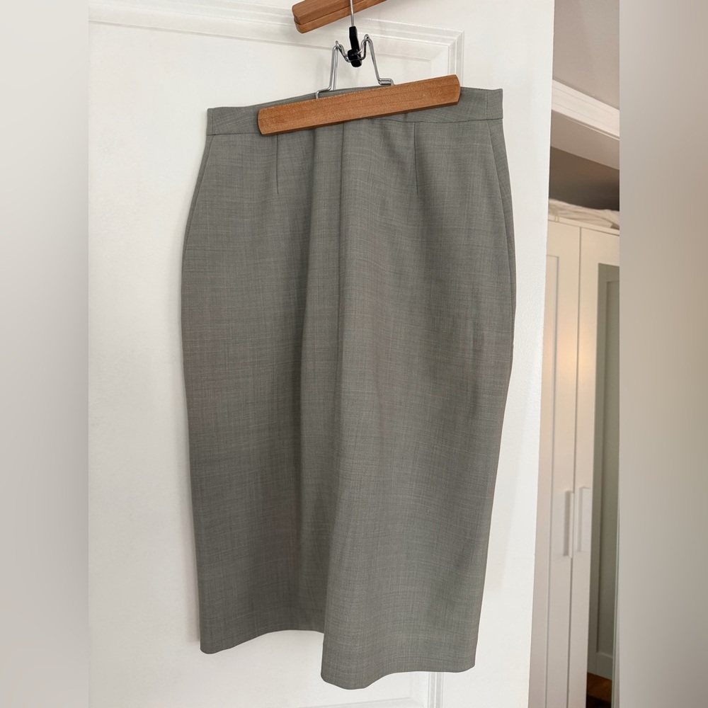 Intermix A Line Pencil Classic Gray Women's Skirt Front Slit - Picture 2 of 3
